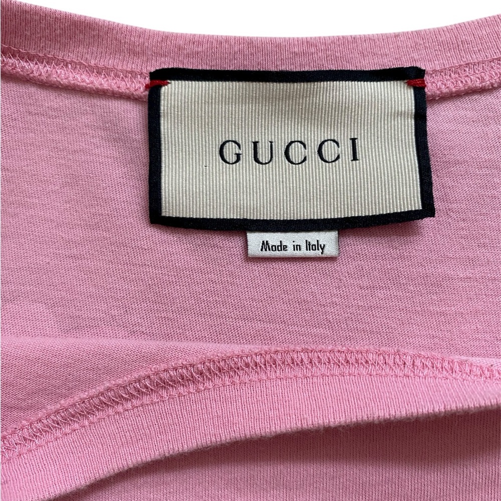 Gucci Pink Bambi Deer Floral Print Short Sleeve Cotton T-Shirt Womens Size Small - Picture 4 of 16